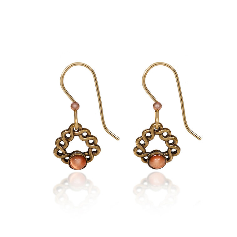 hallmark Silver Forest Orange Stone and Gold-Tone Woven Triangle Metal Drop Earrings