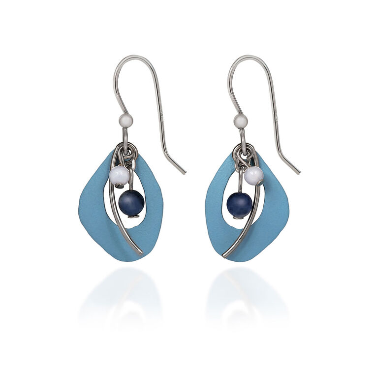 hallmark Silver Forest Organic Blue Oval and Silver Metal Drop Earrings