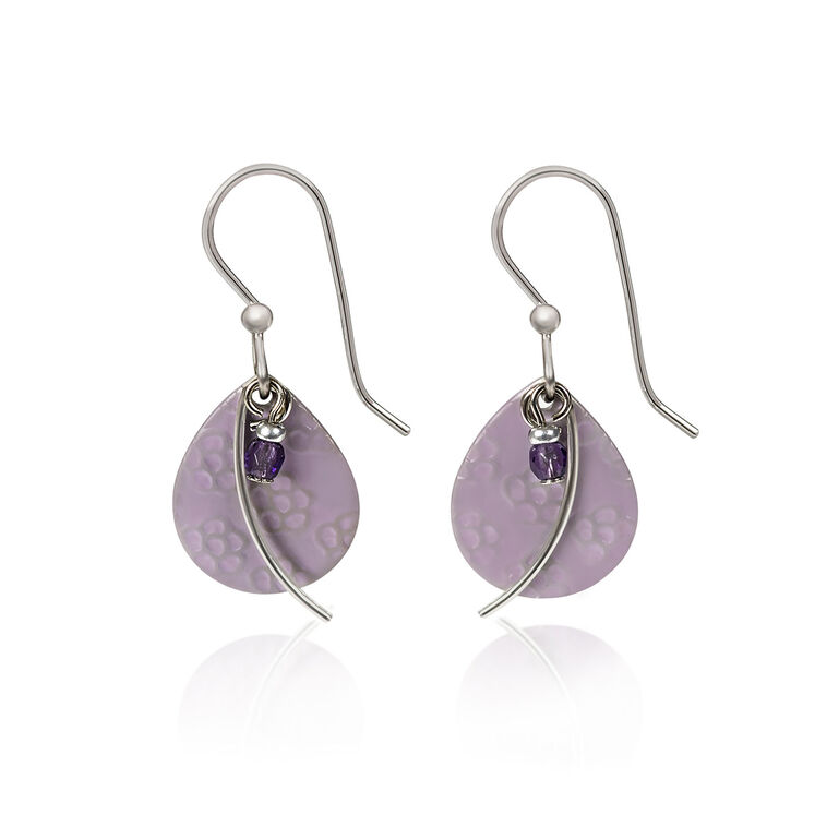 hallmark Silver Forest Purple Teardrop and Silver Metal Earrings