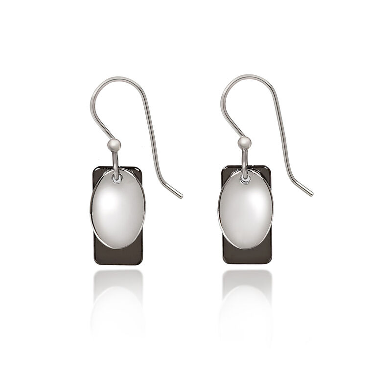 hallmark Silver Forest Rectangle and Oval Layered Silver-Tone Drop Earrings