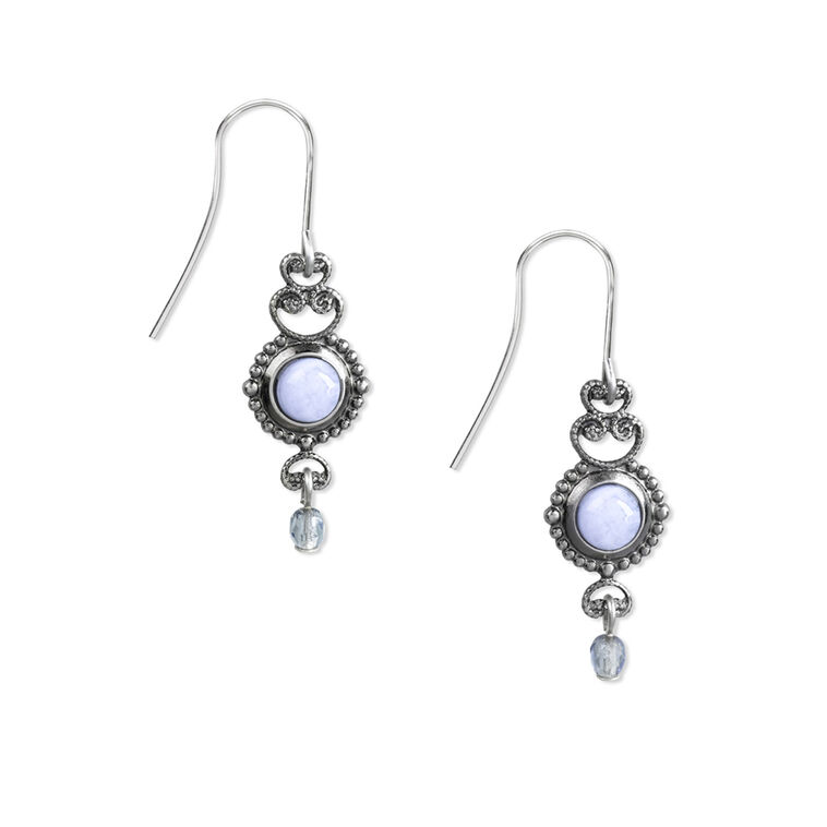hallmark Silver Forest Silver-Tone Filigree and Blue Stone Drop Earrings