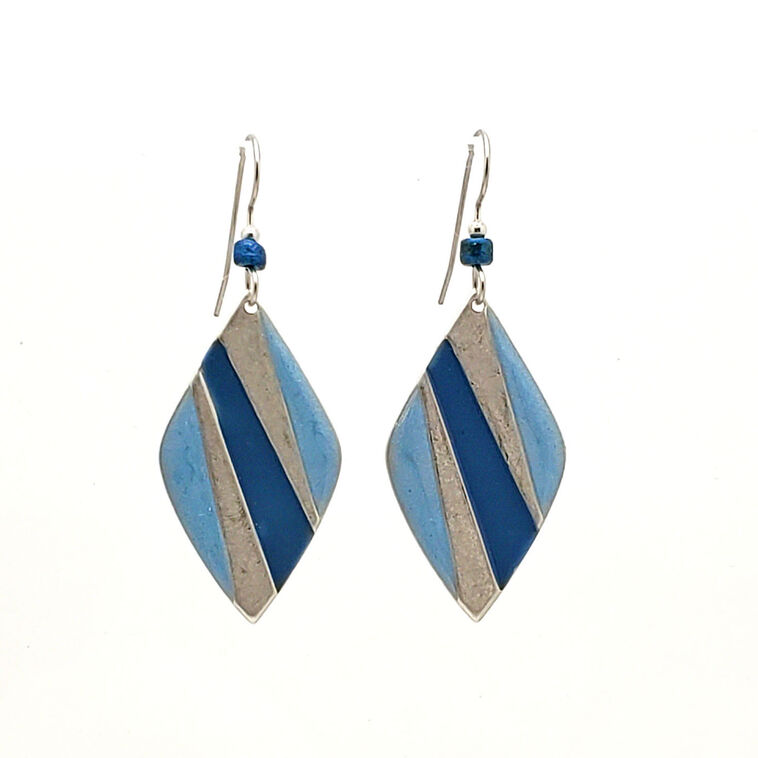 hallmark Silver Forest Soft Diamond Silver and Denim Drop Earrings