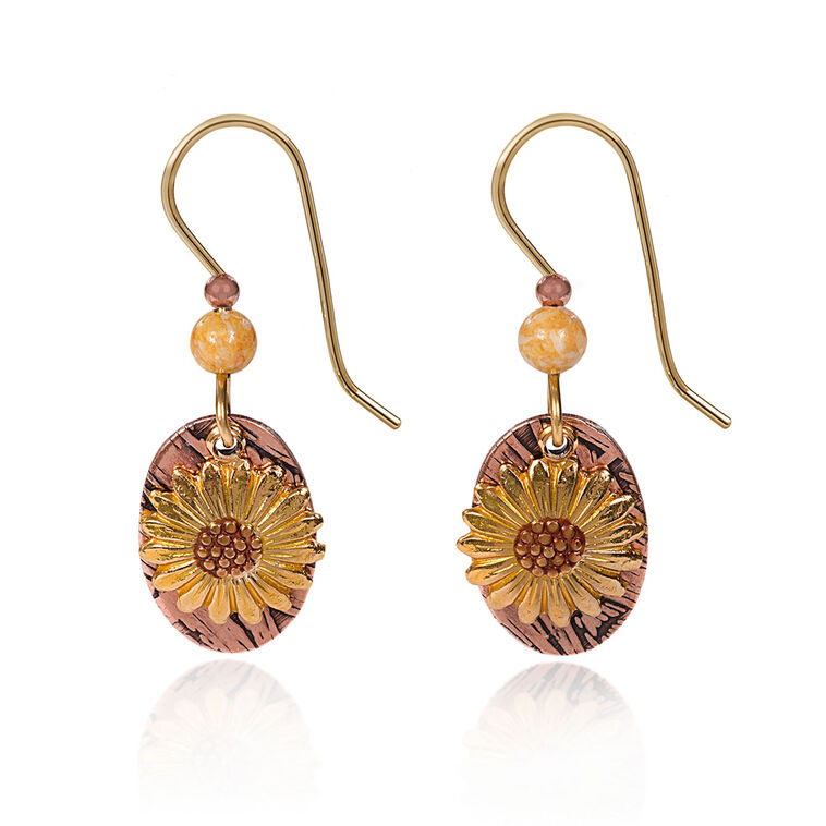 hallmark Silver Forest Sunflower Mixed Metal Drop Earrings