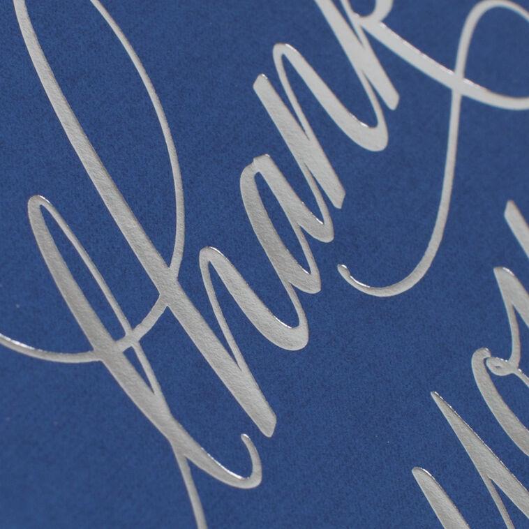 Hallmark Silver Script On Blue Blank Thank-You Notes Box Of 40
