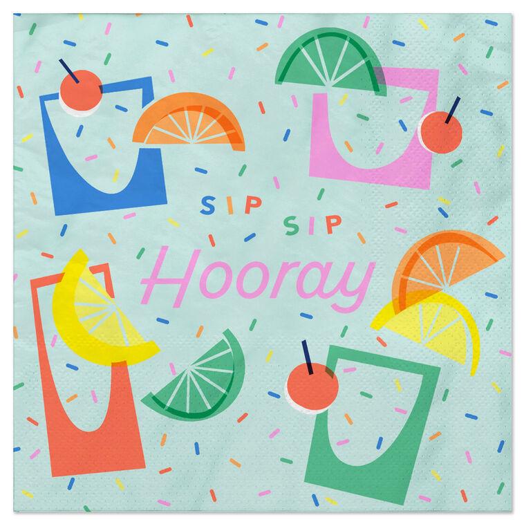 hallmark Sip Sip Hooray Cocktail Napkins Pack of 20