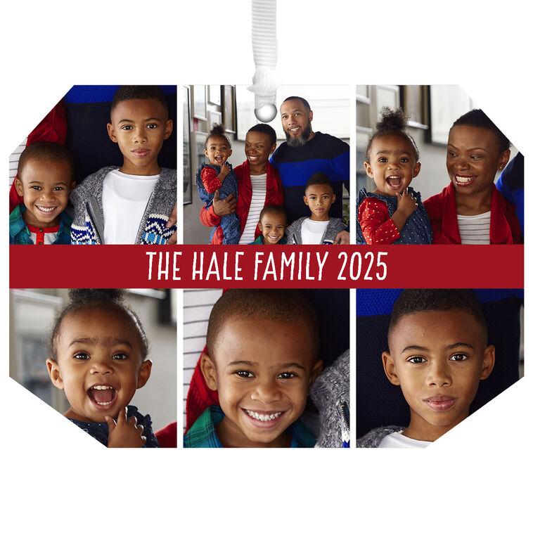 hallmark Six-Photo Metal Personalized Ornament Custom Photo and Text