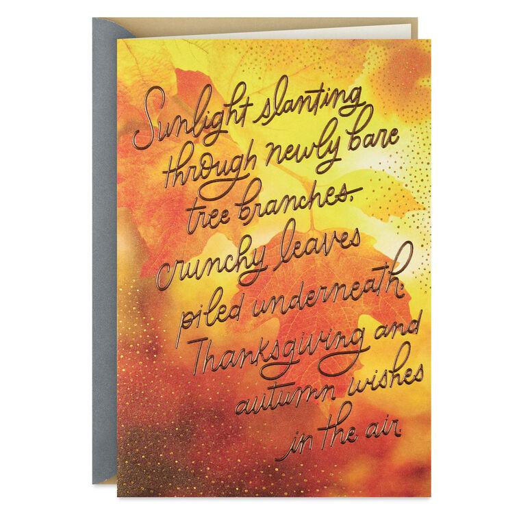 hallmark Slanting Sunlight and Crunchy Leaves Thanksgiving Card