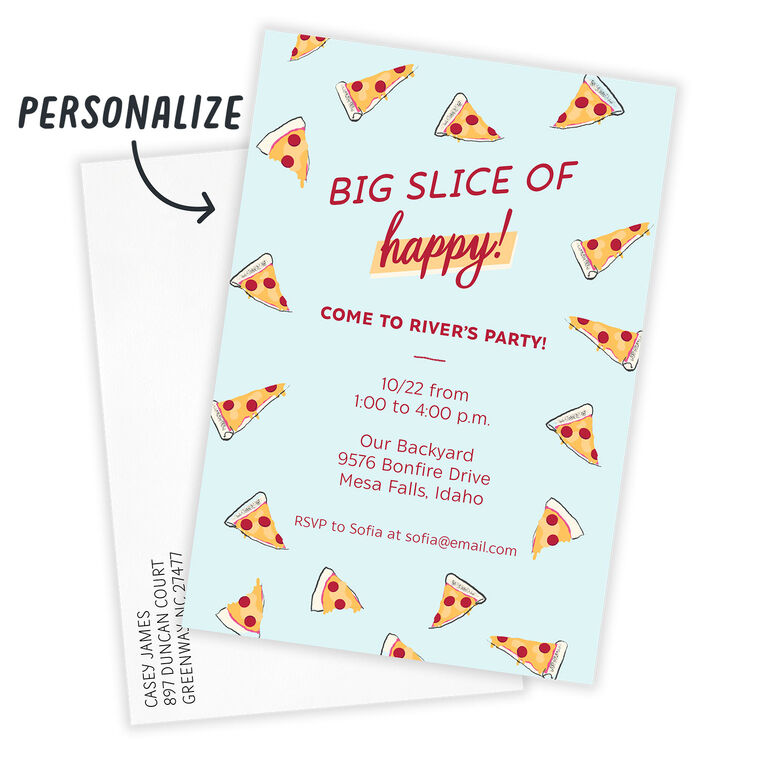 Hallmark Slice Of Happy Pizza Party Flat Birthday Invitation