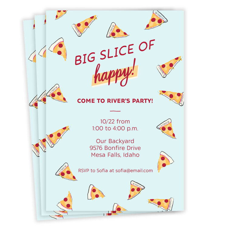 hallmark Slice of Happy Pizza Party Flat Birthday Invitation