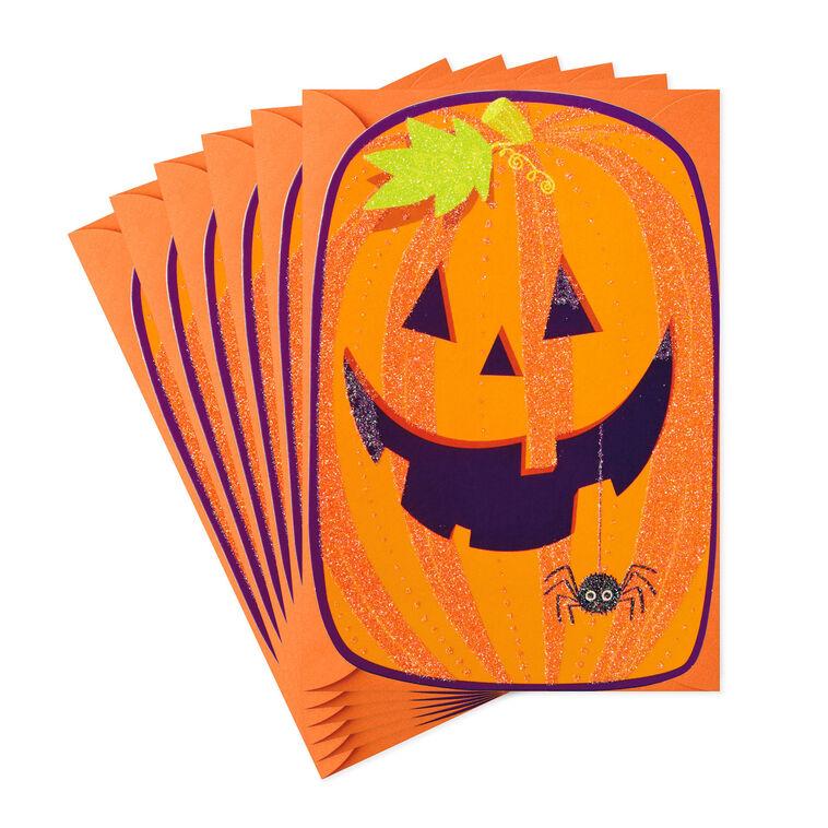 hallmark Smiling Pumpkin With Spider Halloween Cards Pack of 6