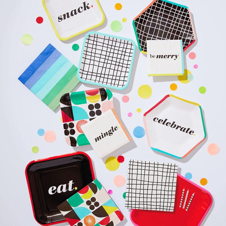 Hallmark "Snack" Black And White Square Dessert Plates Set Of 8
