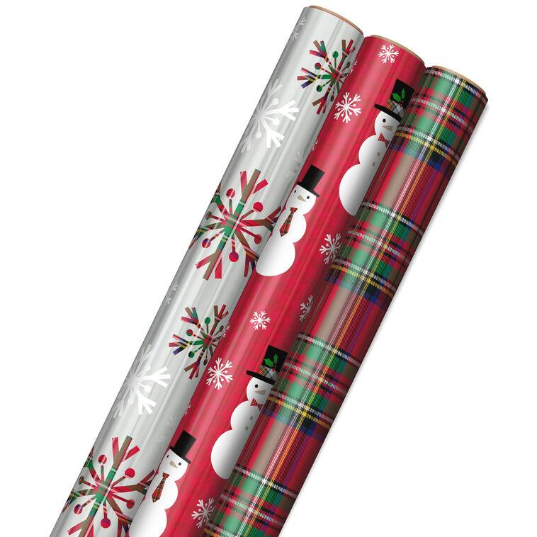 hallmark Snow Merry 3-Pack Foil Christmas Wrapping Paper Assortment 60 sq. ft
