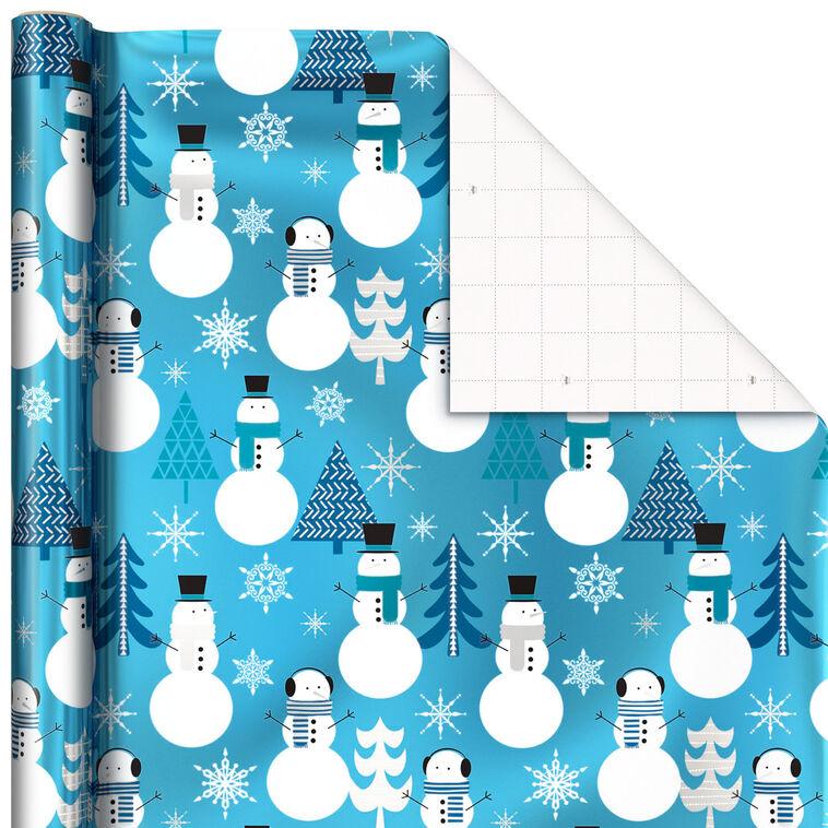 Hallmark Snow Scenes Metallic 3-Pack Assorted Wrapping Paper Roll Bundle 60 Sq. Ft. Total