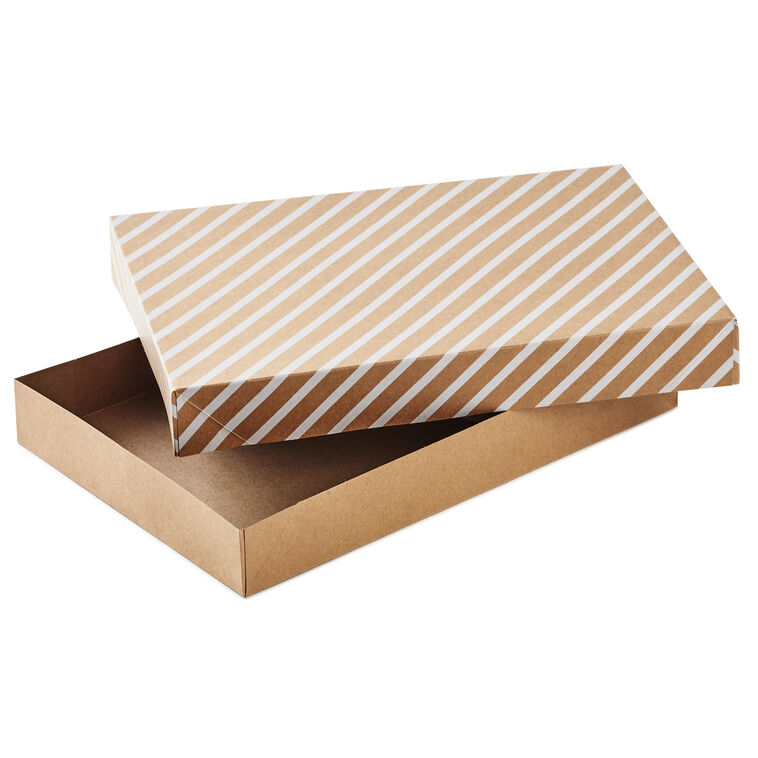Hallmark Snowflakes And Stripes 12-Pack Designed Brown Shirt Boxes