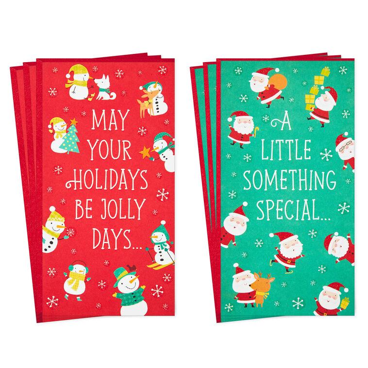hallmark Snowmen and Santas Assorted Money Holder Christmas Cards Pack of 6