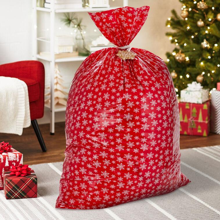 Hallmark Snowmen On Blue And Snowflakes On Red 2-Pack Giant Plastic Christmas Gift Bags