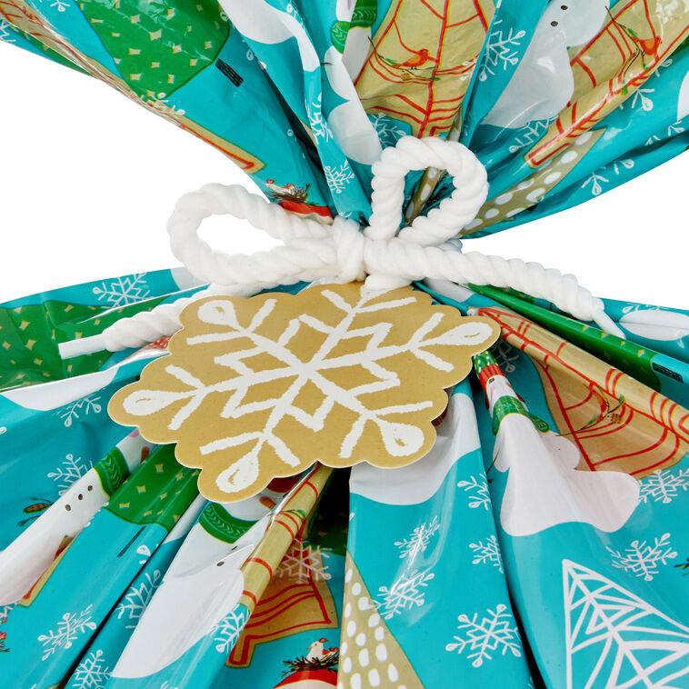 Hallmark Snowmen On Blue And Snowflakes On Red 2-Pack Giant Plastic Christmas Gift Bags