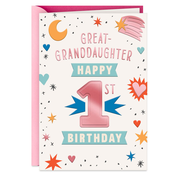 hallmark So Much Cuteness and Fun 1st Birthday Card for Great-Granddaughter