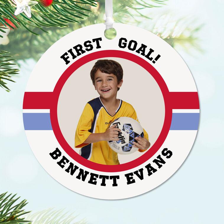 Hallmark Soccer Round Metal Personalized Ornament Custom Photo And Text