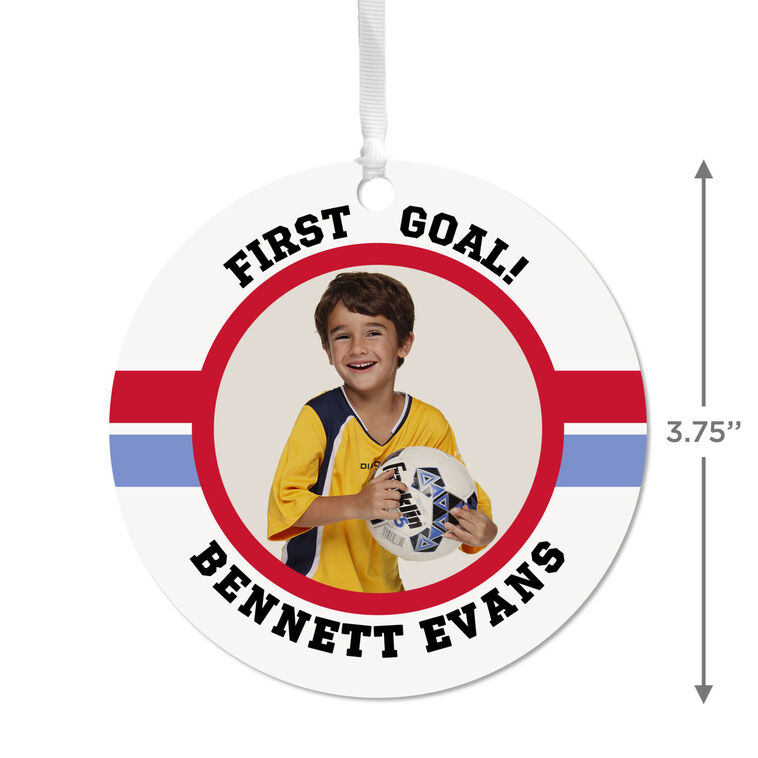 Hallmark Soccer Round Metal Personalized Ornament Custom Photo And Text