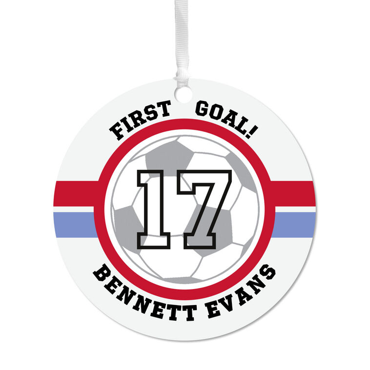 hallmark Soccer Round Metal Personalized Ornament Custom Text