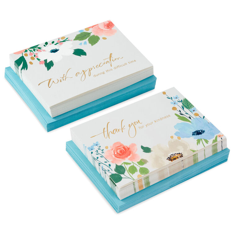 hallmark Soft Floral Boxed Blank Sympathy Thank-You Notes Pack of 50