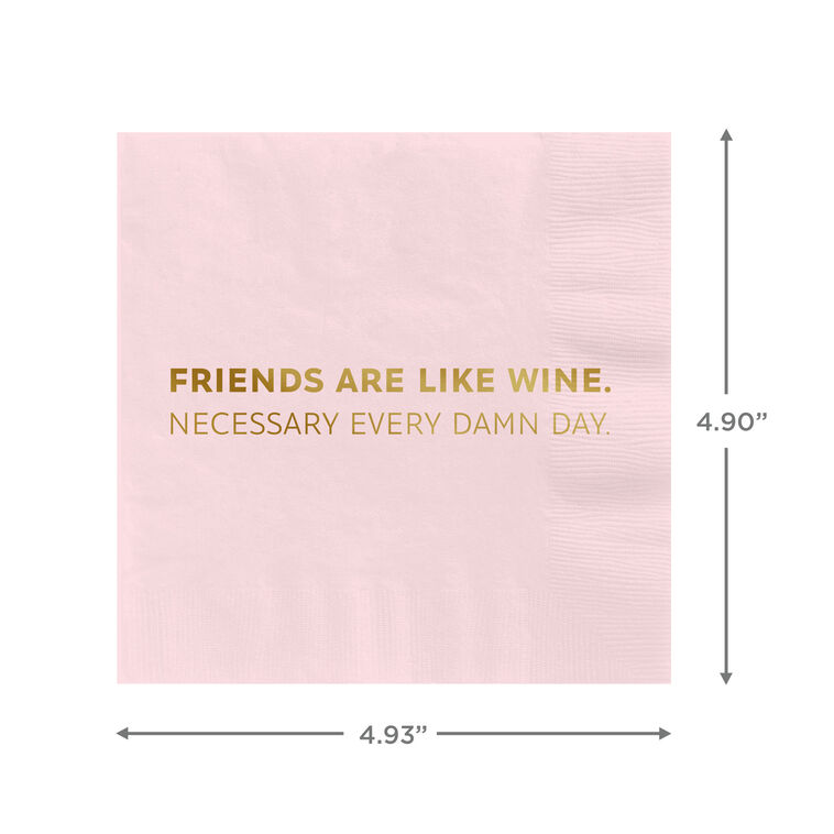 Hallmark Soft Pink "Friends Are Like Wine" Cocktail Napkins Set Of 16