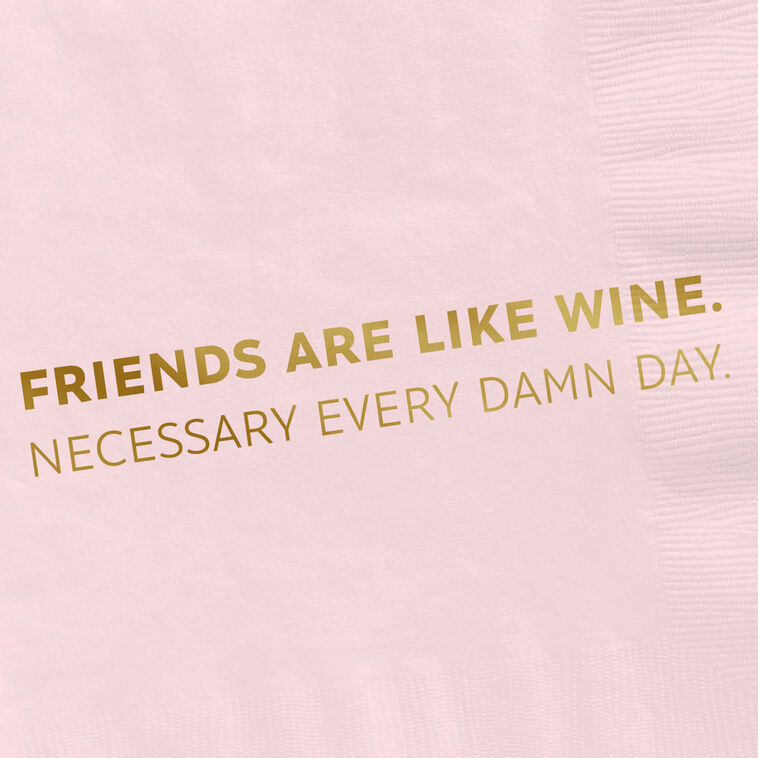 Hallmark Soft Pink "Friends Are Like Wine" Cocktail Napkins Set Of 16