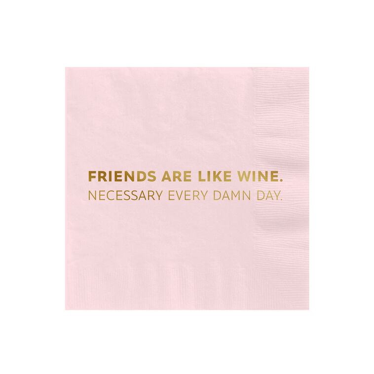 hallmark Soft Pink "Friends Are Like Wine" Cocktail Napkins Set of 16