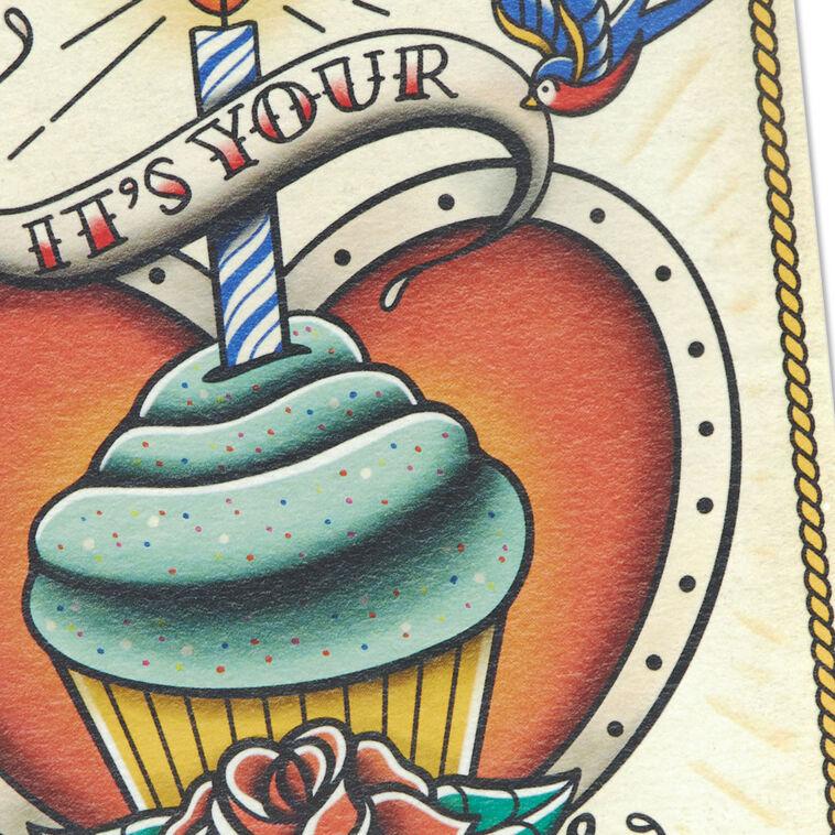 Hallmark Somewhere Between "Fun" And "Regrettable Tattoo" Birthday Card With Temporary Tattoo