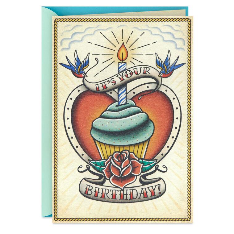 hallmark Somewhere Between "Fun" and "Regrettable Tattoo" Birthday Card With Temporary Tattoo