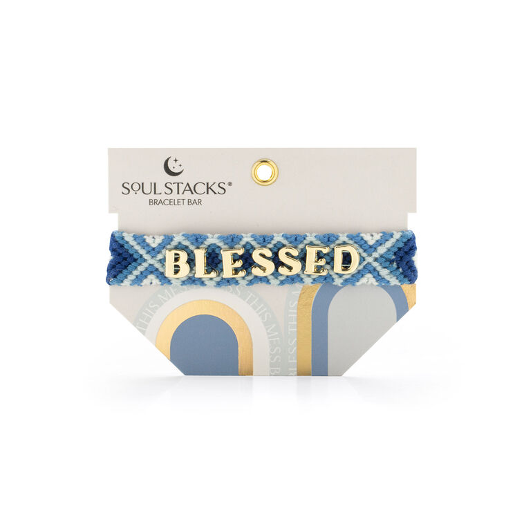 Hallmark Soul Stacks Blessed Blue And White Woven Bracelet