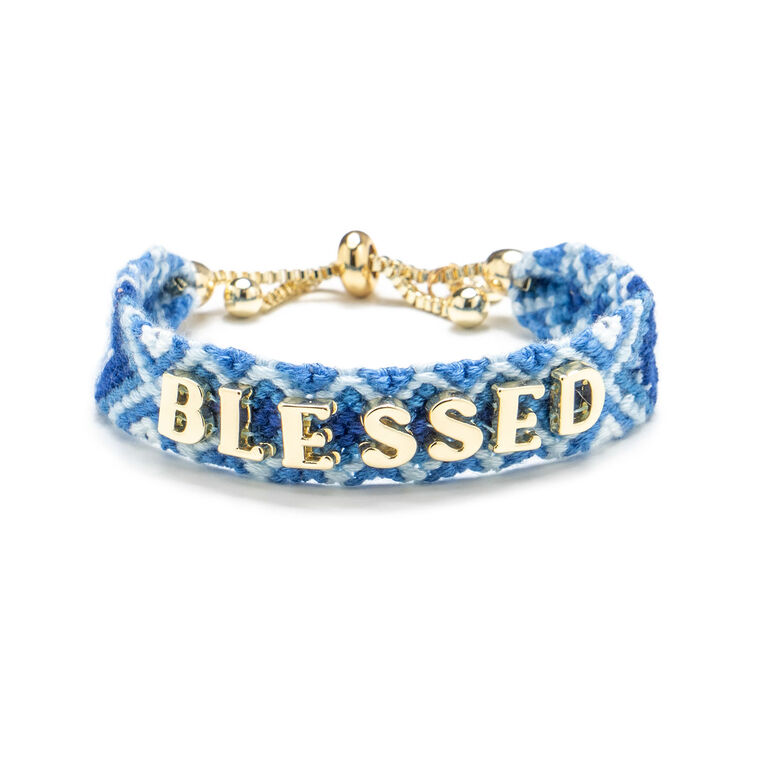 hallmark Soul Stacks Blessed Blue and White Woven Bracelet