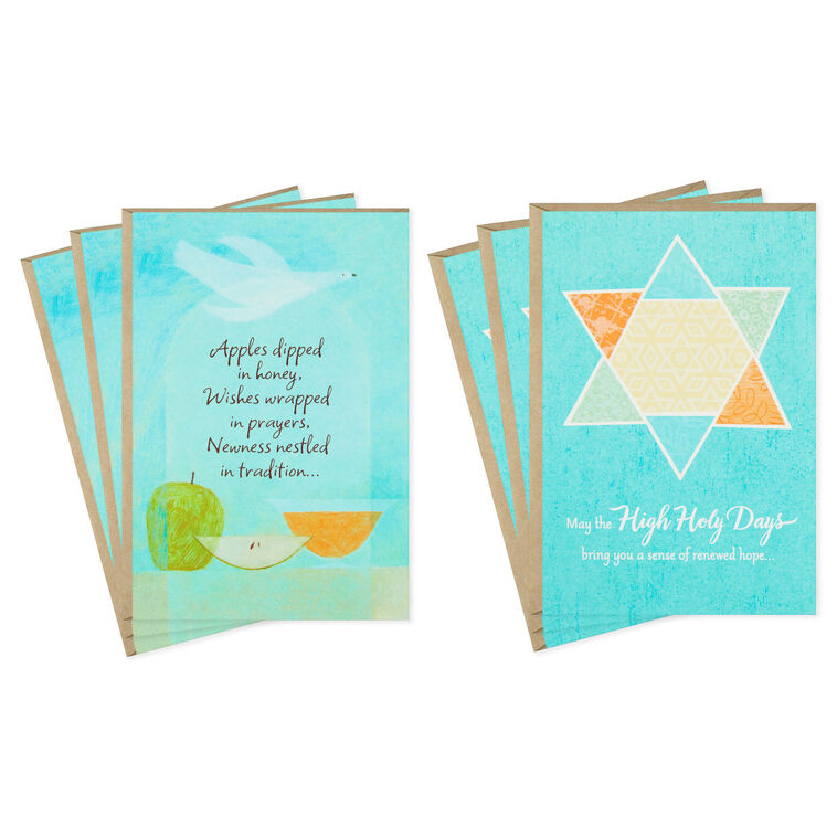 hallmark Star of David and Apples Rosh Hashanah Cards Pack of 6