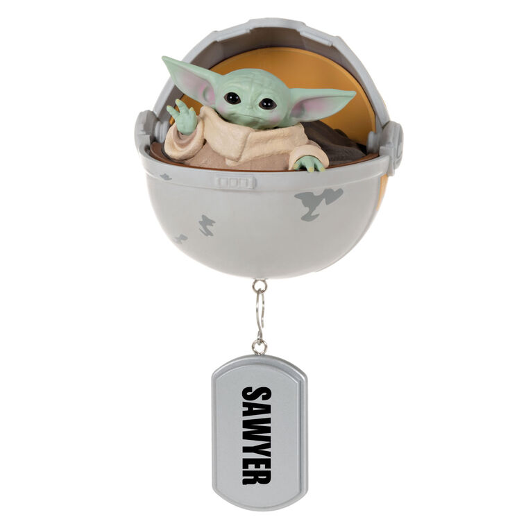 hallmark Star Wars: The Mandalorian™ Grogu™ in Hovering Pram Personalized Ornament Custom Text