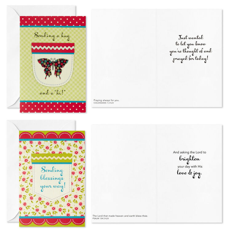 Hallmark Stitched Pockets Religious Boxed Thinking Of You Cards Assortment Pack Of 12
