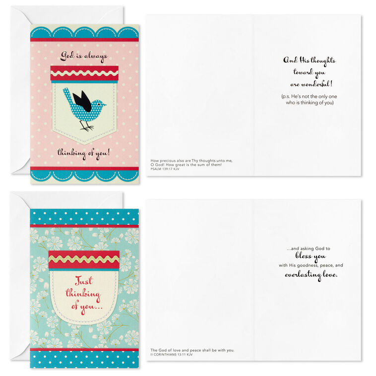 Hallmark Stitched Pockets Religious Boxed Thinking Of You Cards Assortment Pack Of 12