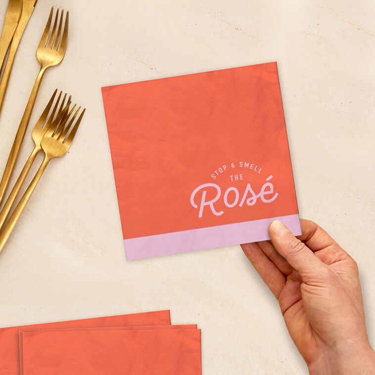 Hallmark Stop And Smell The Rosé Cocktail Napkins Pack Of 20