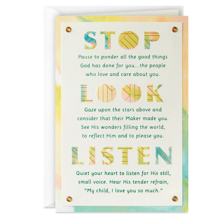 hallmark Stop Look Listen and Enjoy Religious Birthday Card