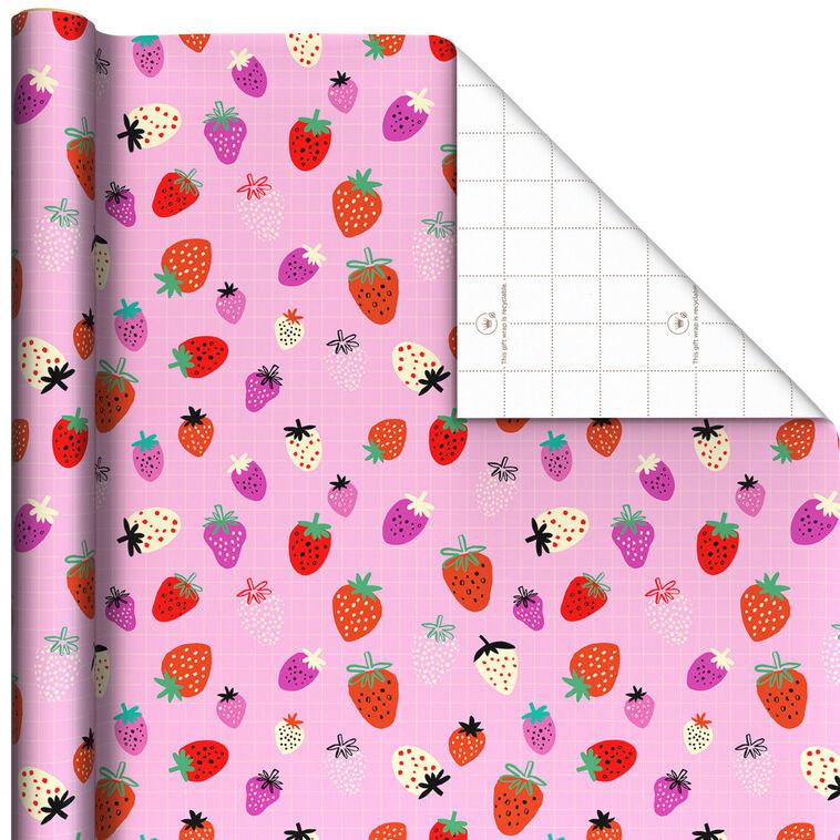 hallmark Strawberry-Scented Colorful Berries on Pink Wrapping Paper Roll 15 sq. ft
