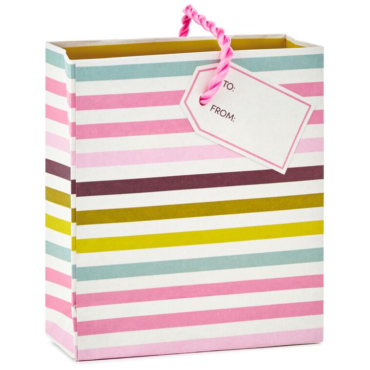 Hallmark Stripes With Flower Gift Card Holder Mini Bag 4.5"