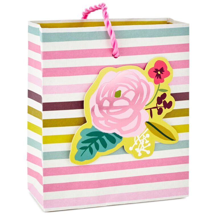 hallmark Stripes with Flower Gift Card Holder Mini Bag 4.5"