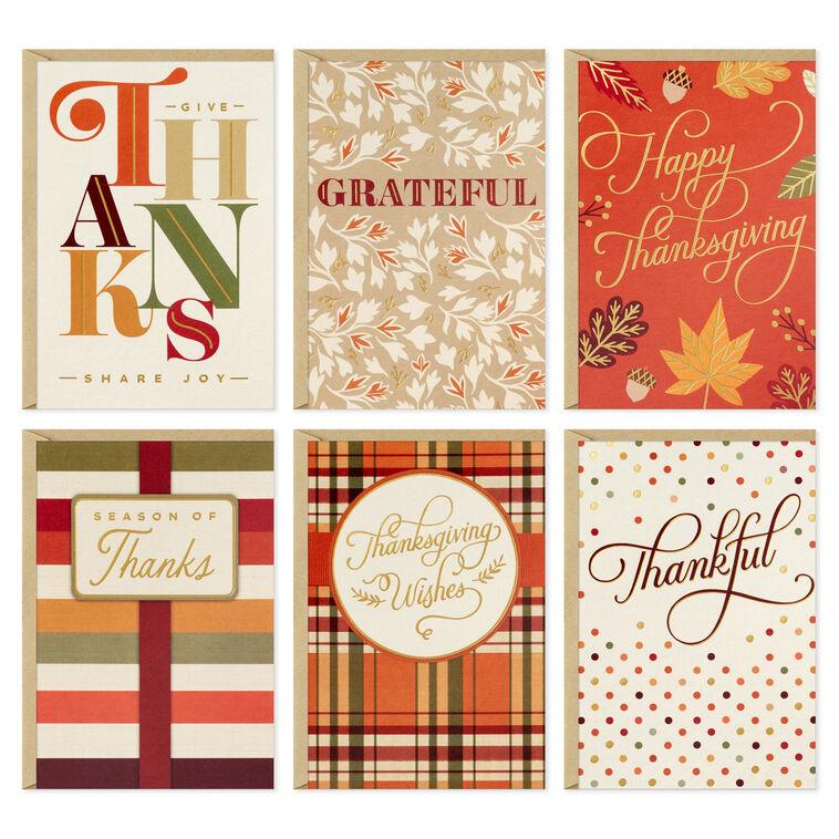 Hallmark Stylish Lettering Assorted Boxed Thanksgiving Notes Pack Of 72
