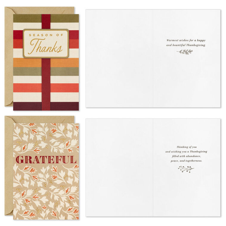 Hallmark Stylish Lettering Assorted Boxed Thanksgiving Notes Pack Of 72