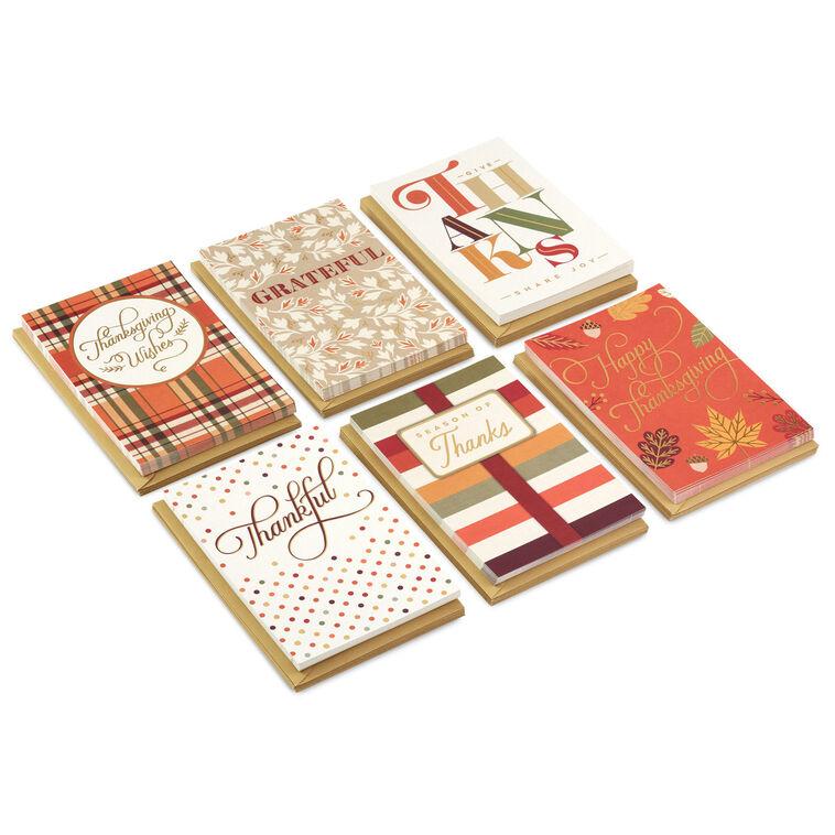 hallmark Stylish Lettering Assorted Boxed Thanksgiving Notes Pack of 72