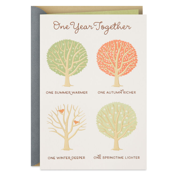 hallmark Summer Autumn Winter Spring Trees First Anniversary Card
