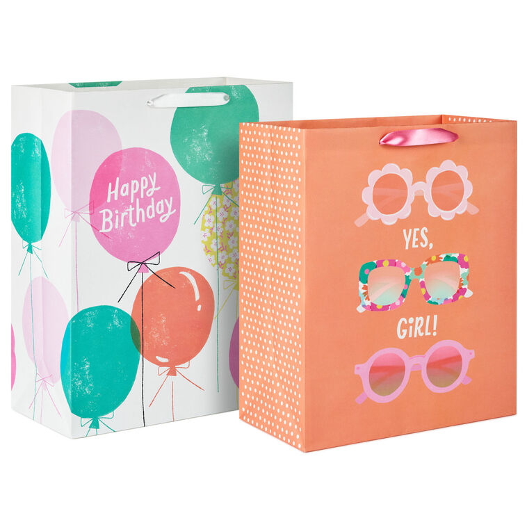 hallmark Sunglasses and Balloons 2-Pack Birthday Gift Bag Bundle