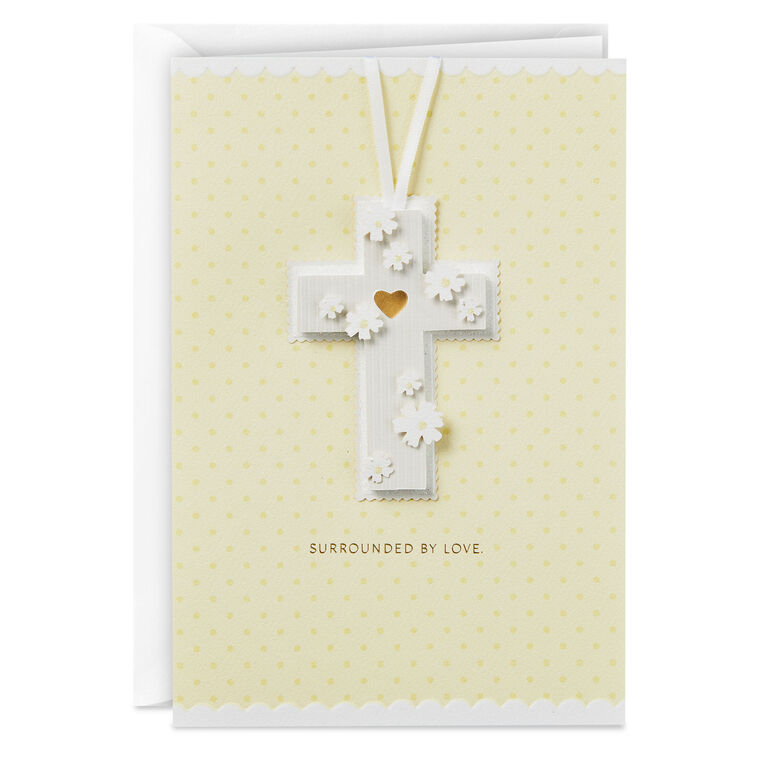 hallmark Surrounded by Love Baptism Card for Baby With Hangable Cross
