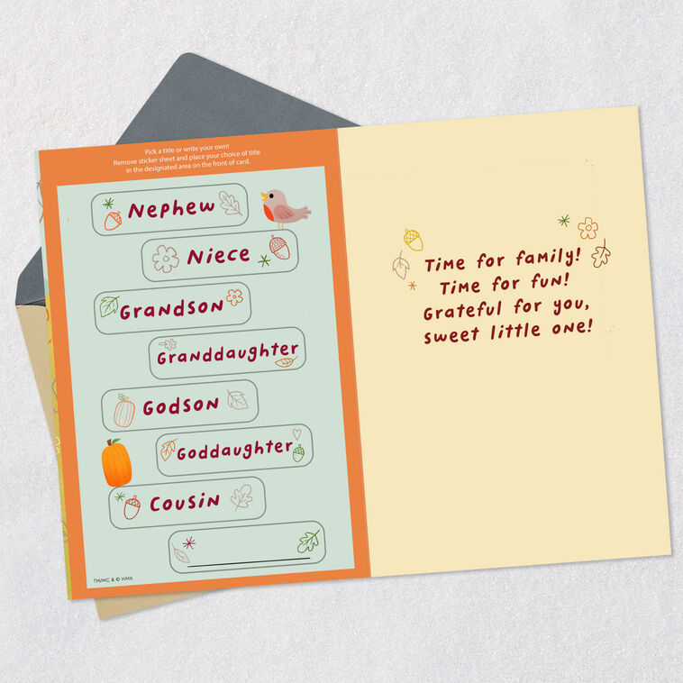 Hallmark Sweet Little One Customizable Baby's First Thanksgiving Card With Family Stickers