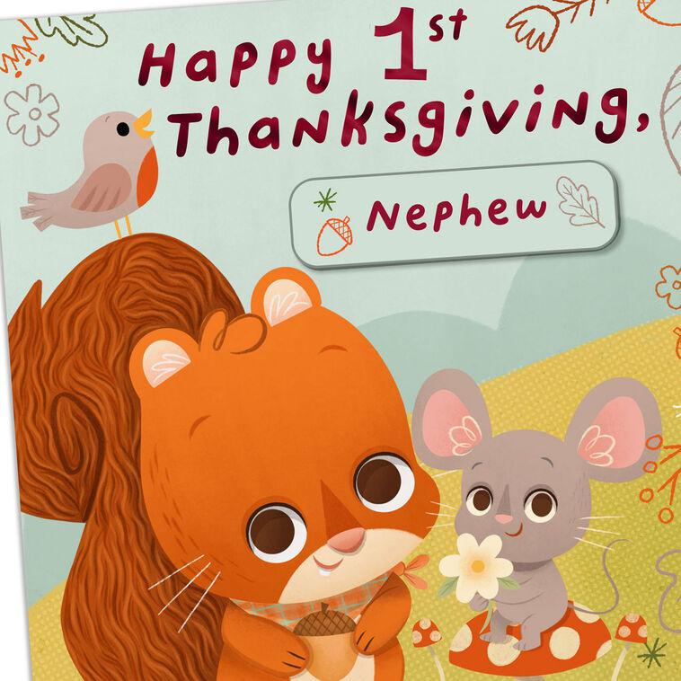 Hallmark Sweet Little One Customizable Baby's First Thanksgiving Card With Family Stickers